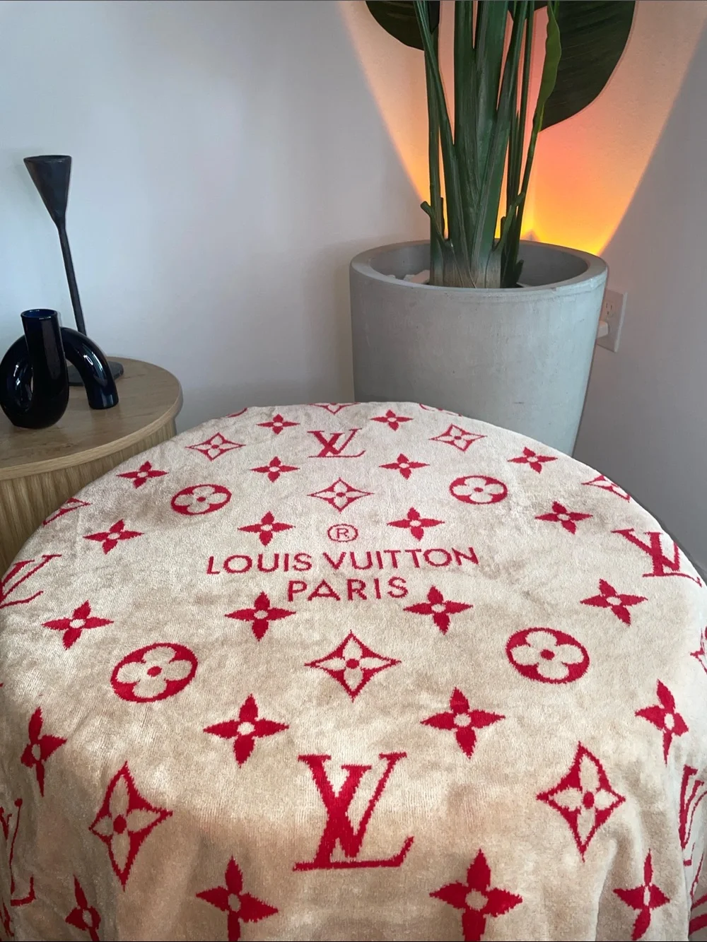 Louis Vuitton Pink and Red Logo Beach Towel - Reversible to Red with Pink Logo